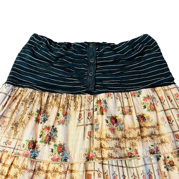 Muchacha Strapless Black and Peach Colored Tiered Midi Casual Dress Size Medium - Picture 15 of 15